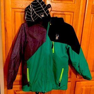 Spyder Snowboarding jacket and knit hat